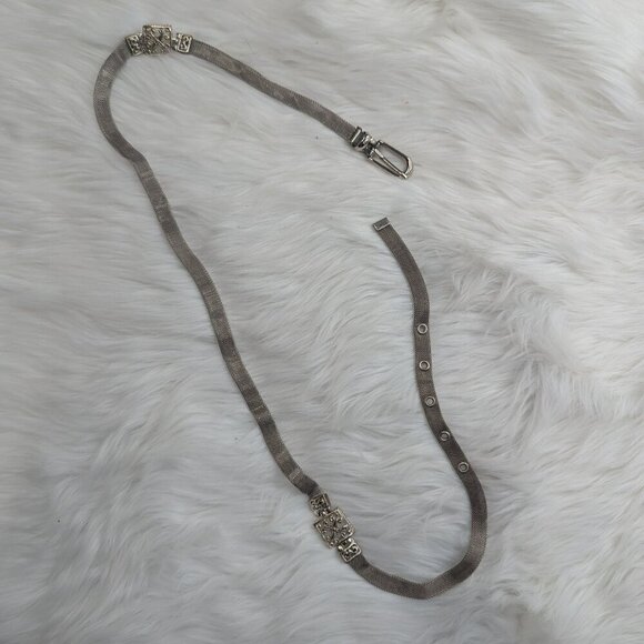 Vintage Silver Color Metal Mesh  Belt. 38 inch Tip To Tip. Nice main image 6